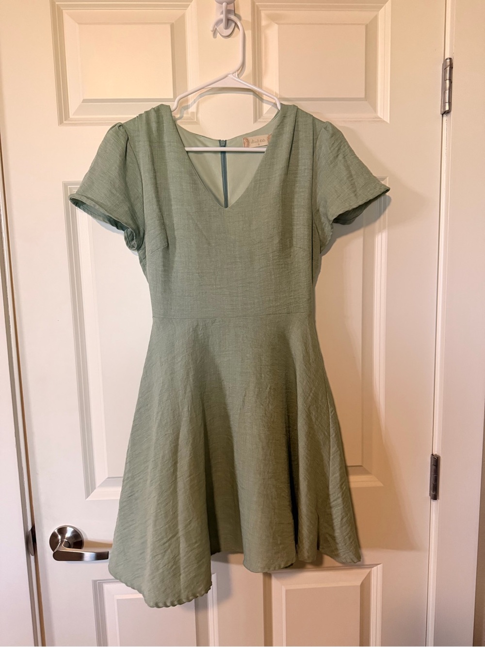 Alter’d State Sage Green Short Sleeve Fit-and-Flare Dress